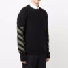 Off-White Jersey de lana de cuello redondo con estampado de Arrows para hombre FW21, corte holgado, negro