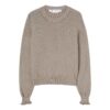Off-White: Jersey de lana de manga larga con cuello redondo y logo para hombre, colección FW22, color marrón