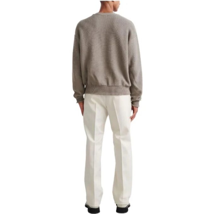 Off-White: Jersey de lana de manga larga con cuello redondo y logo para hombre, colección FW22, color marrón