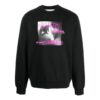 Off-White Jerséis de cuello redondo con estampado de letras para hombre, temporada Otoño-Invierno 2022, manga larga, color negro