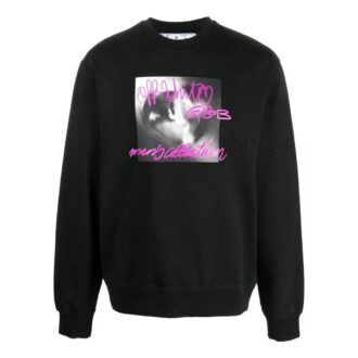 Off-White Jerséis de cuello redondo con estampado de letras para hombre, temporada Otoño-Invierno 2022, manga larga, color negro