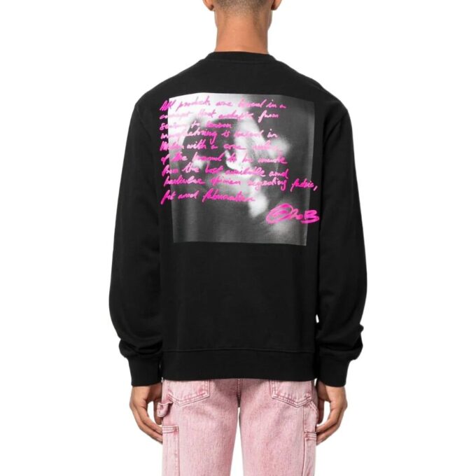 Off-White Jerséis de cuello redondo con estampado de letras para hombre, temporada Otoño-Invierno 2022, manga larga, color negro