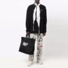 Off-White Jerséis de cuello redondo con logo en el pecho para hombre FW21, corte holgado, negro