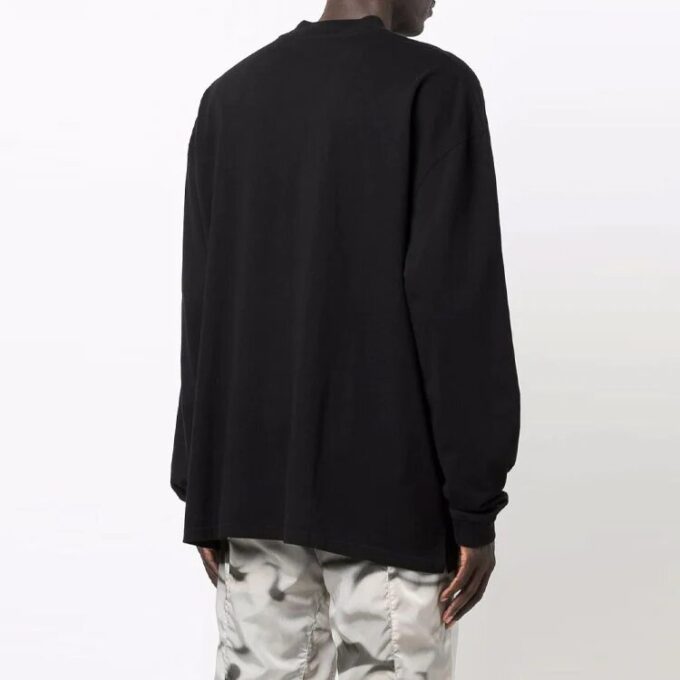 Off-White Jerséis de cuello redondo con logo en el pecho para hombre FW21, corte holgado, negro