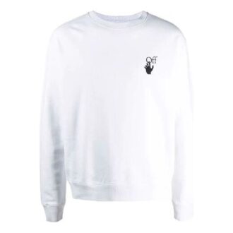 Off-White Jerséis de cuello redondo de manga larga para hombre FW21 con estampado de pintura, color blanco