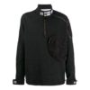 Off-White Jerséis de felpa con media cremallera y detalle de bolsillo para hombre FW21, corte holgado, negro