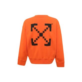 Off-White Jerséis de hombre de cuello redondo y manga larga con estampado de Arrows, color naranja