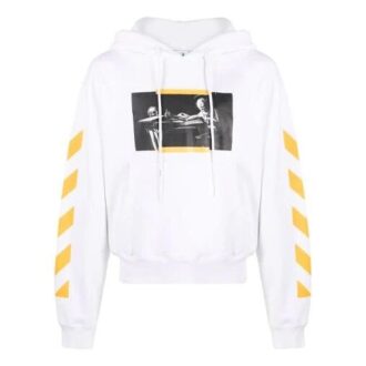 Off-White Jerséis de hombre FW21 con estampado de la pintura Caravaggio, corte holgado, color blanco