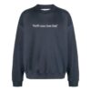 Off-White Jerséis de hombre TM22 de color liso con estampado de letras, cuello redondo y manga larga, versión azul