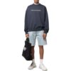Off-White Jerséis de hombre TM22 de color liso con estampado de letras, cuello redondo y manga larga, versión azul