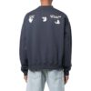 Off-White Jerséis de hombre TM22 de color liso con estampado de letras, cuello redondo y manga larga, versión azul