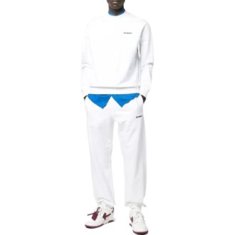 Off-White Jerséis de lana de manga larga de cuello redondo en color liso para hombre, colección primavera-verano 2022, color blanco