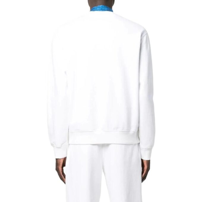 Off-White Jerséis de lana de manga larga de cuello redondo en color liso para hombre, colección primavera-verano 2022, color blanco
