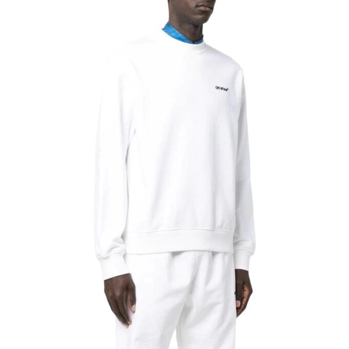 Off-White Jerséis de lana de manga larga de cuello redondo en color liso para hombre, colección primavera-verano 2022, color blanco