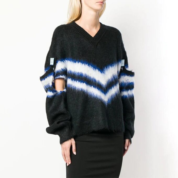 Off-White Manga desmontable Colorblock Cuello en V Negro