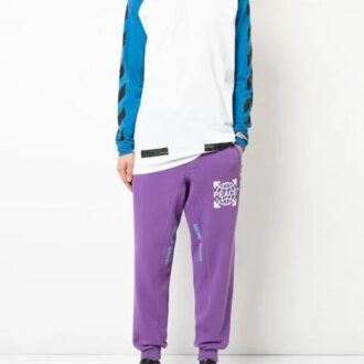Off-White Men’s Raglan Sleeve Colorblock Paint Arrow Long Sleeve Colorblock T-Shirt