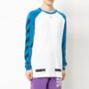 Off-White Men’s Raglan Sleeve Colorblock Paint Arrow Long Sleeve Colorblock T-Shirt