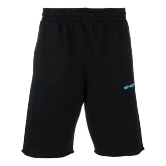 Off-White Pantalones Cortos Casuales Rectos con Estampado de Flecha y Logotipo para Hombre, Temporada Primavera-Verano 2022, Corte Holgado, Negro