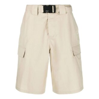 Off-White Pantalones Cortos de bermuda minimalistas de cintura alta para hombre, color liso, colección primavera-verano 2022, color beige