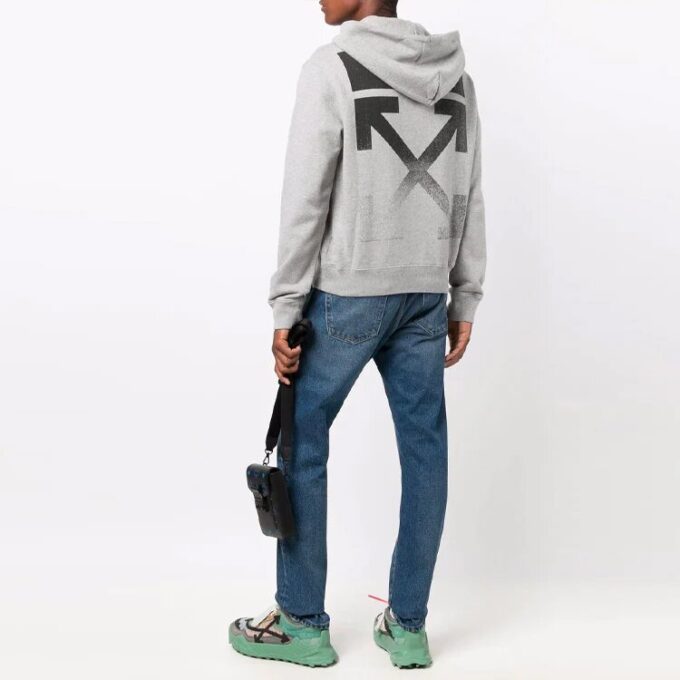 Off-White Pantalones cortos de hombre FW21 con estampado de Arrows y cordón, corte holgado, color gris