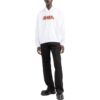 Off-White Pantalones cortos de hombre FW22 con estampado de letras, cordón y corte holgado, blancos