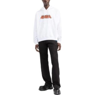 Off-White Pantalones cortos de hombre FW22 con estampado de letras, cordón y corte holgado, blancos