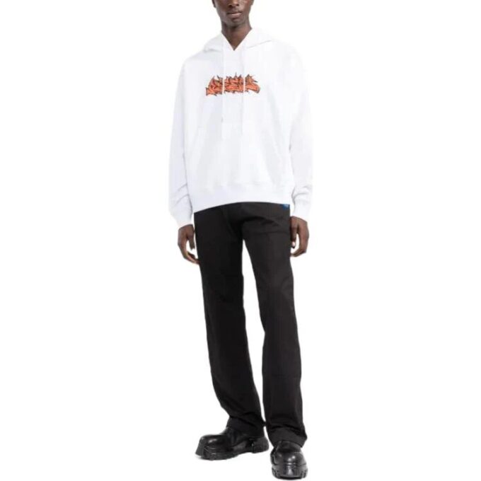 Off-White Pantalones cortos de hombre FW22 con estampado de letras, cordón y corte holgado, blancos