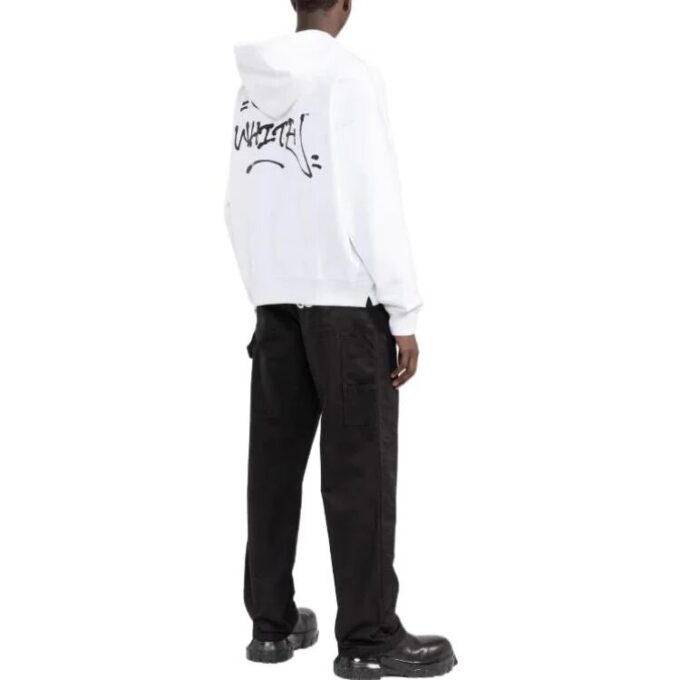 Off-White Pantalones cortos de hombre FW22 con estampado de letras, cordón y corte holgado, blancos