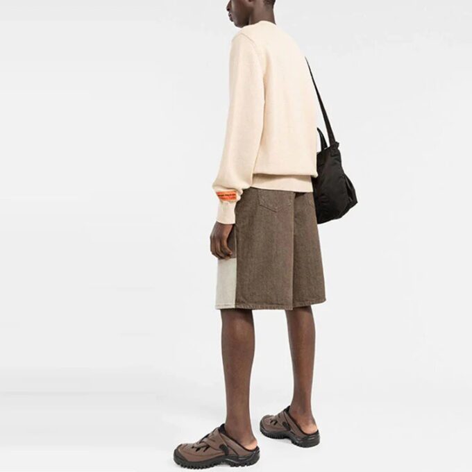 Off-White Pantalones cortos Denim informales de cintura alta con bloques de color para hombre, colección primavera-verano 2022