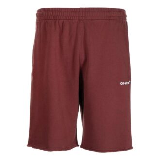 Off-White Pantalones Cortos deportivos de hombre FW22 con estampado de logotipo a rayas, versión roja