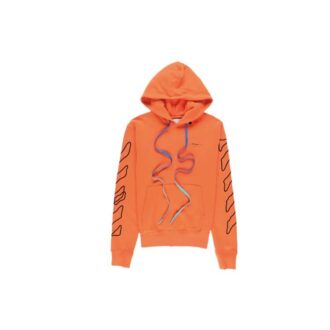 Off-White Pantalones cortos deportivos para hombre con logotipo en la cintura, diseño abstracto de Arrows, corte ajustado, efecto desgastado y bordado geométrico, color naranja