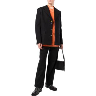 Off-White Pantalones de hombre de la colección Otoño-Invierno 2022, de cintura media, lisos y de corte recto, en color negro