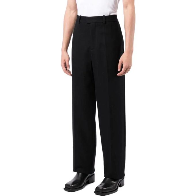 Off-White Pantalones de hombre de la colección Otoño-Invierno 2022, de cintura media, lisos y de corte recto, en color negro