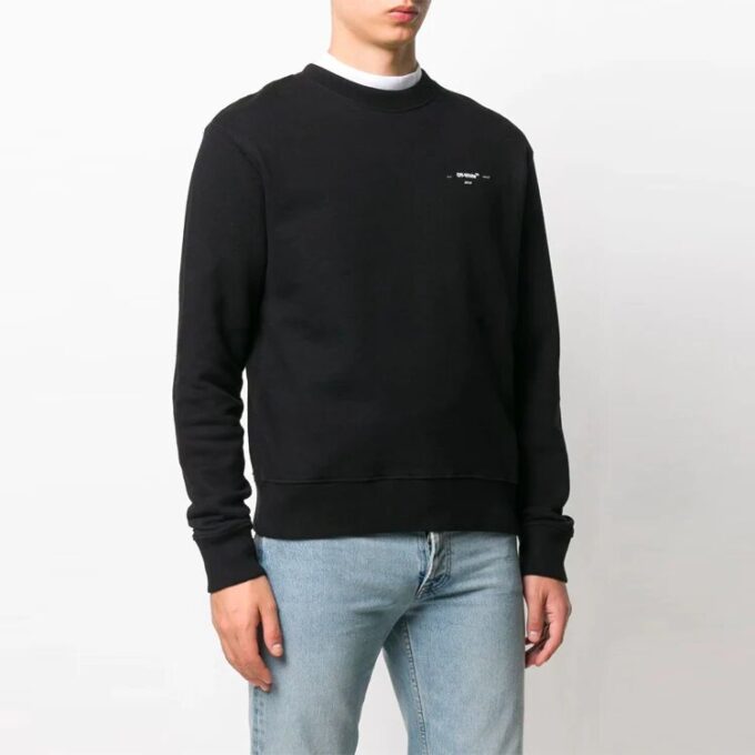 Off-White Pantalones de hombre de manga larga con estampado de letras, corte holgado, color negro