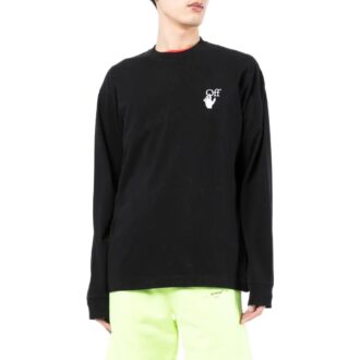 Off-White Pantalones de hombre FW22 con logo, cuello redondo y manga larga, versión negra