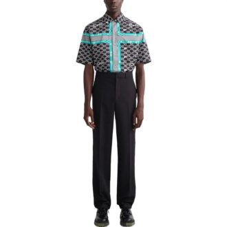 Off-White Pantalones de hombre T2O22 de color liso, cintura alta y corte recto, versión informal, color negro