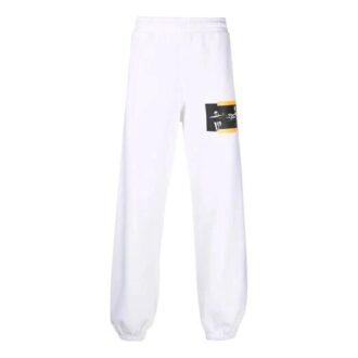 Off-White Pantalones deportivos/pantalones/joggers para hombre FW21 con estampado de la pintura Caravaggio, blancos