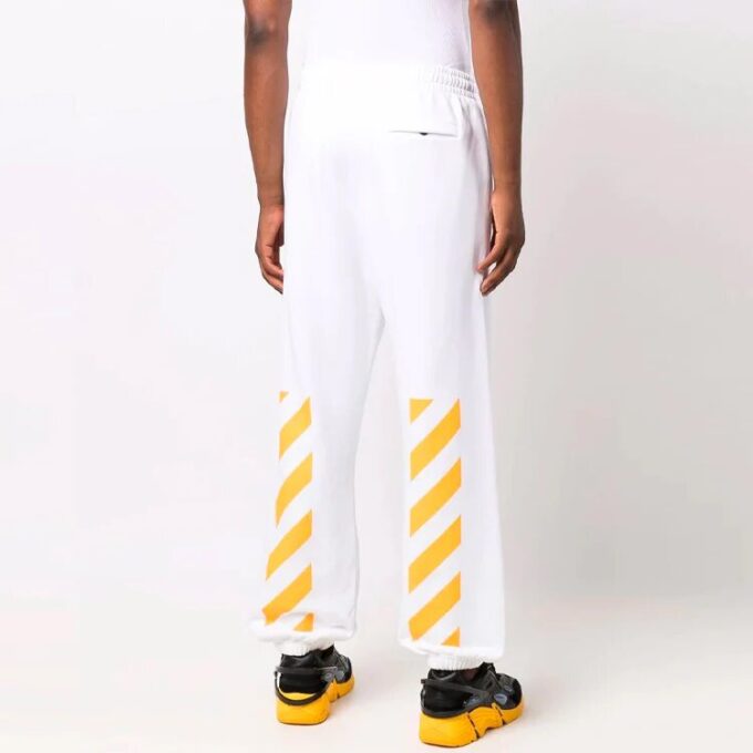 Off-White Pantalones deportivos/pantalones/joggers para hombre FW21 con estampado de la pintura Caravaggio, blancos