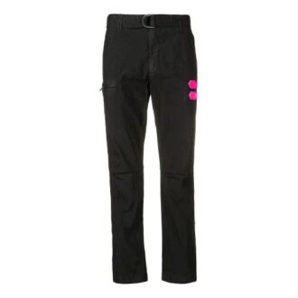 Off-White Pantalones largos informales de cintura D para hombre, corte ajustado, negros