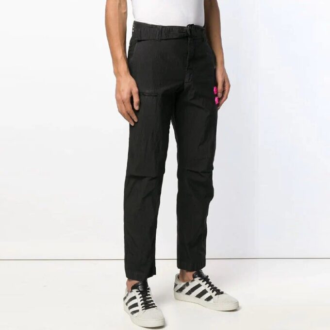Off-White Pantalones largos informales de cintura D para hombre, corte ajustado, negros