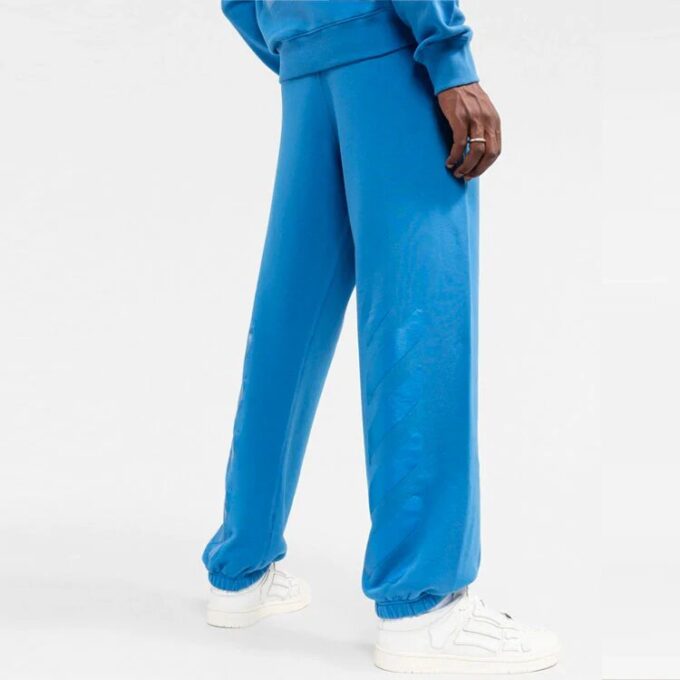 Off-White Pantalones largos informales de hombre FW22 de color liso con rayas y pies, azul