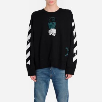 Off-White para hombre C/O Virgil Abloh con eslogan y estampado de Arrows, cuello redondo, negro