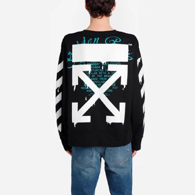 Off-White para hombre C/O Virgil Abloh con eslogan y estampado de Arrows, cuello redondo, negro