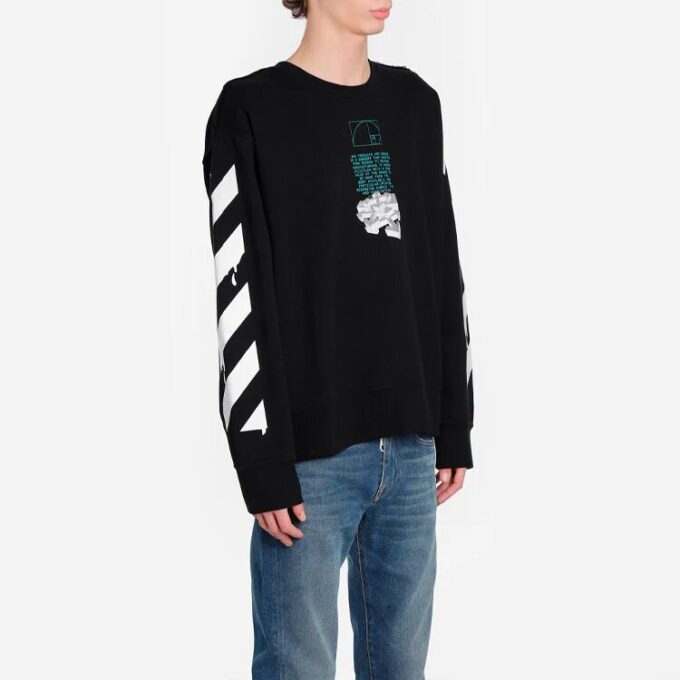 Off-White para hombre C/O Virgil Abloh con eslogan y estampado de Arrows, cuello redondo, negro
