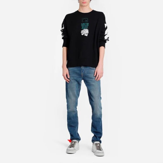 Off-White para hombre C/O Virgil Abloh con eslogan y estampado de Arrows, cuello redondo, negro