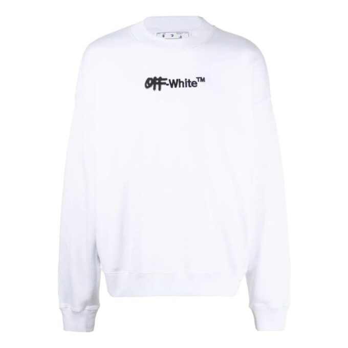 Off-White para hombre, colección Otoño-Invierno 2022, jersey de cuello redondo con estampado de letras, versión de manga larga, blanco