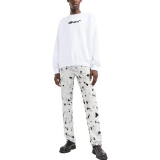Off-White para hombre, colección Otoño-Invierno 2022, jersey de cuello redondo con estampado de letras, versión de manga larga, blanco