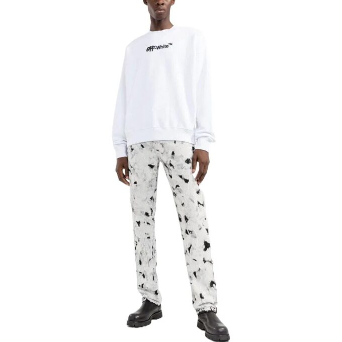 Off-White para hombre, colección Otoño-Invierno 2022, jersey de cuello redondo con estampado de letras, versión de manga larga, blanco