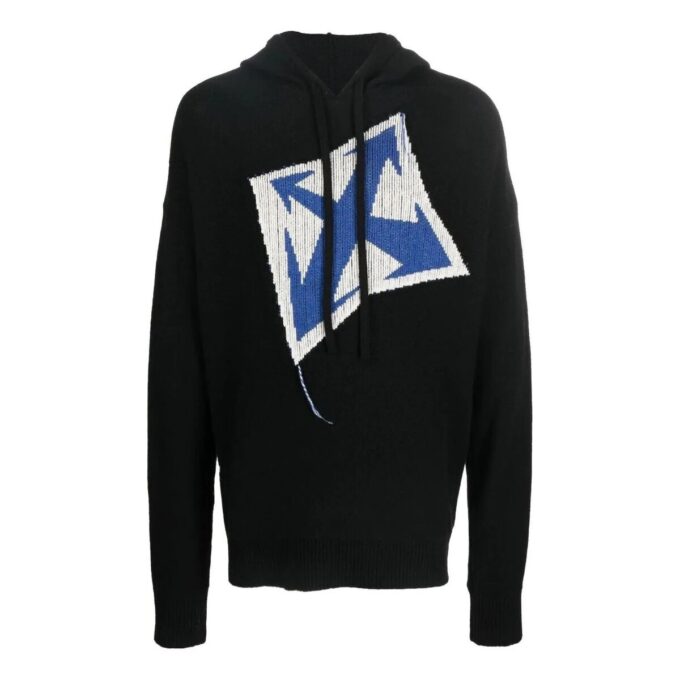 Off-White para hombre, colección Otoño-Invierno 2022, jersey de punto con estampado de Arrows, corte holgado, color negro