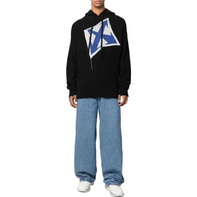 Off-White para hombre, colección Otoño-Invierno 2022, jersey de punto con estampado de Arrows, corte holgado, color negro